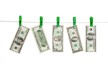 Image showing Money On Clothesline