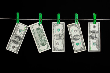 Image showing Money On Clothesline