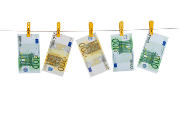 Image showing Money On Clothesline