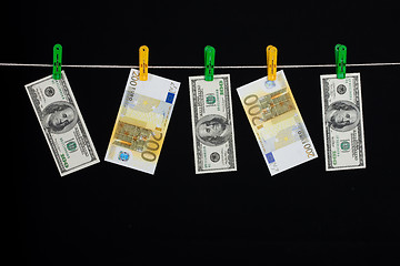 Image showing Money On Clothesline