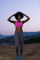 Image showing portrait of african american woman jogging in nature