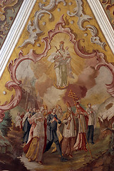 Image showing Fresco painting on the ceiling of the church