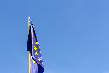 Image showing Flag of European Union on a flagpole