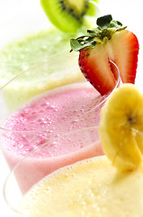 Image showing Assorted fruit smoothies