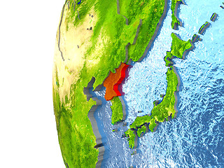 Image showing North Korea on globe