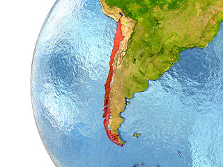 Image showing Chile on globe