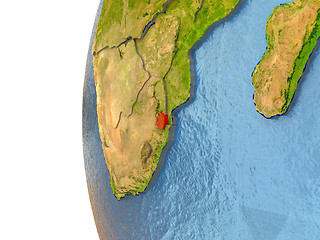 Image showing Swaziland on globe