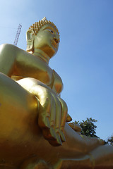 Image showing Golden Buddha statue of Big Buddha over blue sky
