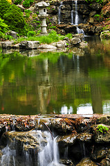 Image showing Cascading waterfall and pond