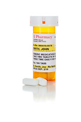 Image showing Non-Proprietary Medicine Prescription Bottle and Pills Isolated 