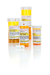 Image showing Non-Proprietary Medicine Prescription Bottles and Pills Isolated