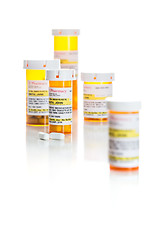 Image showing Non-Proprietary Medicine Prescription Bottles and Pills Isolated