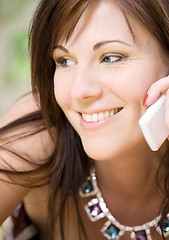 Image showing woman with white phone