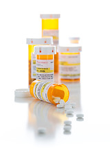 Image showing Non-Proprietary Medicine Prescription Bottles and Spilled Pills 