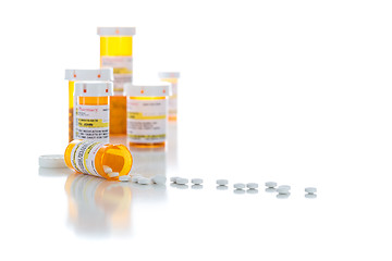 Image showing Non-Proprietary Medicine Prescription Bottles and Spilled Pills 