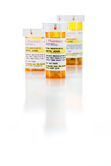 Image showing Three Non-Proprietary Medicine Prescription Bottle Isolated on W