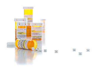 Image showing Non-Proprietary Medicine Prescription Bottles and Spilled Pills 