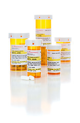 Image showing Non-Proprietary Medicine Prescription Bottles and Pills Isolated