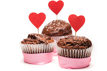Image showing Delicious cupcake for Valentine Day close-up