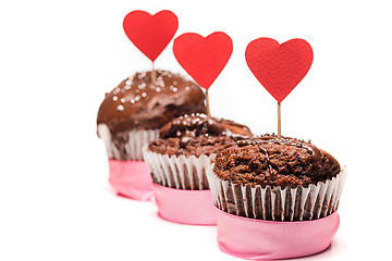 Image showing Delicious cupcake for Valentine Day close-up