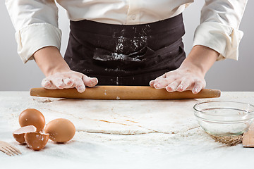 Image showing Hands kneading a dough