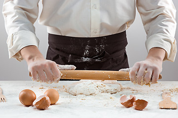 Image showing Hands kneading a dough