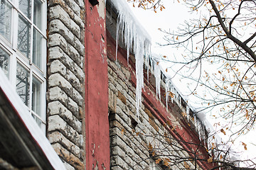 Image showing icicles on building or living house facade