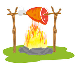 Image showing Ham on campfires