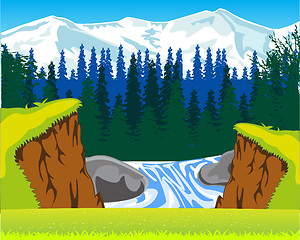 Image showing Waterfall in wood
