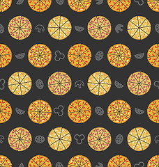 Image showing Seamless Pattern with Set of Different Pizza. Colorful Food Wallpaper