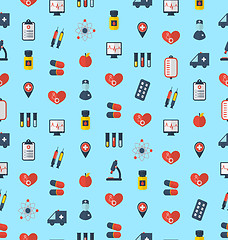 Image showing Medical Seamless Pattern, Flat Simple Colorful Icons