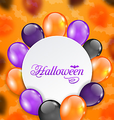 Image showing Halloween Greeting Card with Colored Balloons