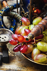 Image showing Hookah and grapes