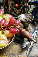 Image showing Hookah and grapes