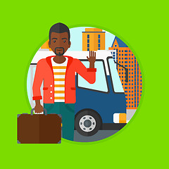 Image showing Man travelling by bus vector illustration.