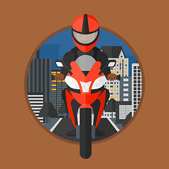 Image showing Man riding motorcycle.