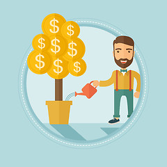 Image showing Man watering money tree vector illustration.