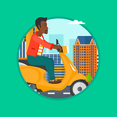 Image showing Man riding scooter vector illustration.