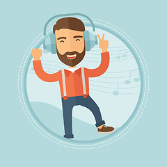 Image showing Man in headphones dancing vector illustration.