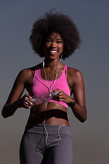 Image showing african american woman jogging in nature