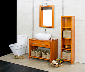 Image showing Wooden bathroom