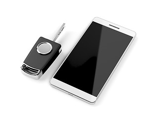 Image showing Car key and smartphone