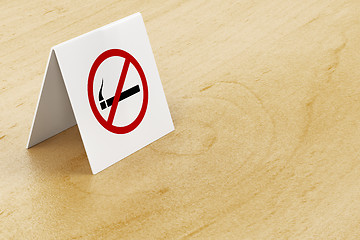 Image showing No smoking sign on table