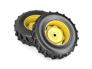 Image showing Two tractor wheels