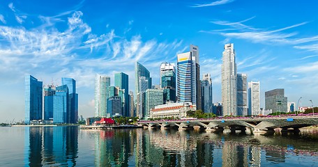 Image showing Singapore skyline over Marina Bay