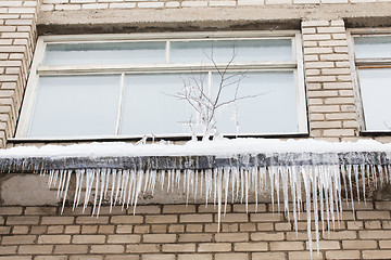 Image showing icicles on building or living house facade