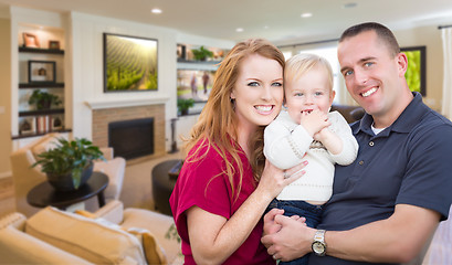 Image showing Young Military Family Inside Their Beautiful Living Room