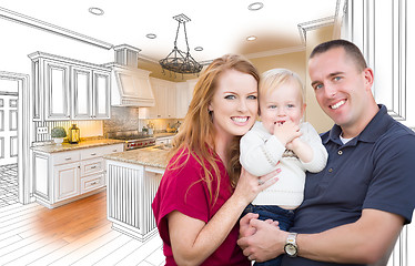 Image showing Military Family In Front of Kitchen Drawing Photo Combination