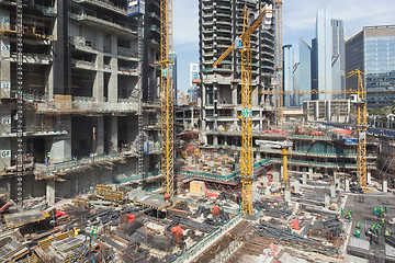 Image showing Modern building constraction site works.