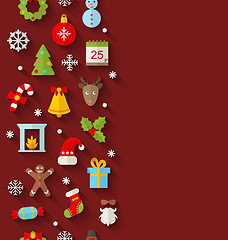 Image showing Seamless Pattern with Christmas Flat Icons